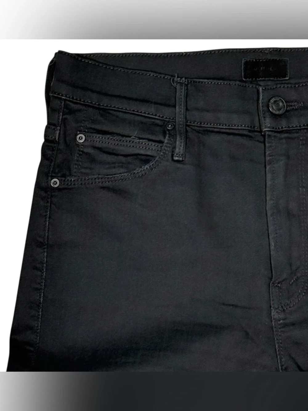 Mother The Cha Cha Fray Crop Flare Jeans Black Size 26 - Picture 6 of 12